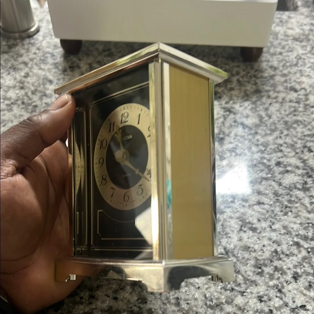 Bulova Quartz Silver and Black Table Clock